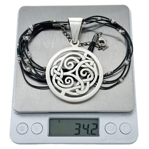 Silpada Sterling Silver 925 Celtic Knot Cut Out Disk Pendant 16.5"-18.5" S1230 - Picture 3 of 10